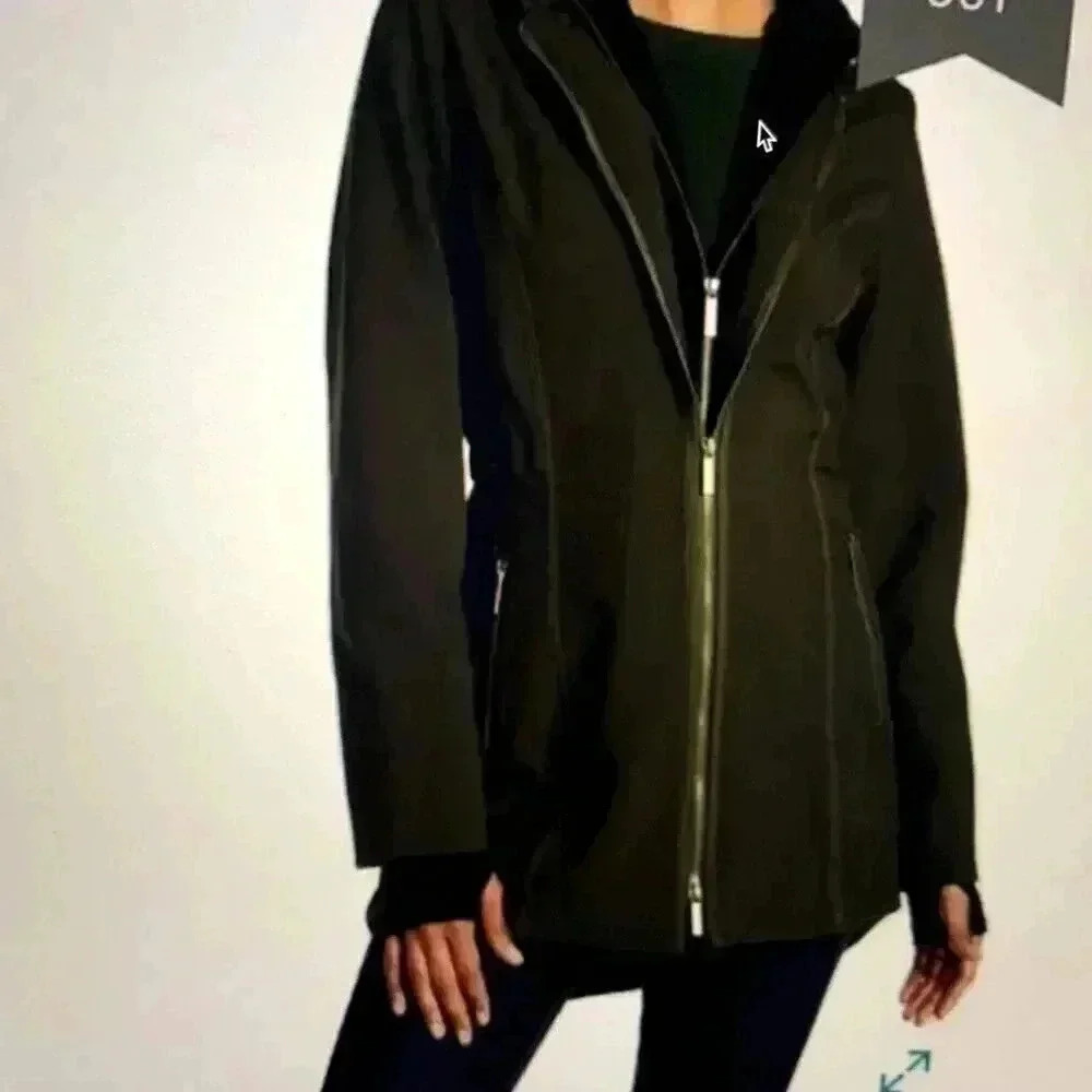 FrenchConnection Hooded Raincoat,green dark color size M, water resistant finish